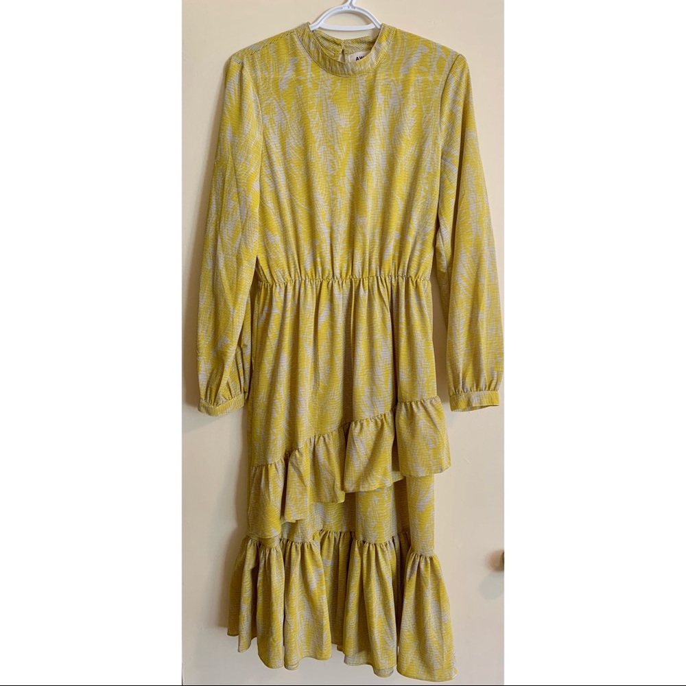 Yellow and Grey Midi Dress